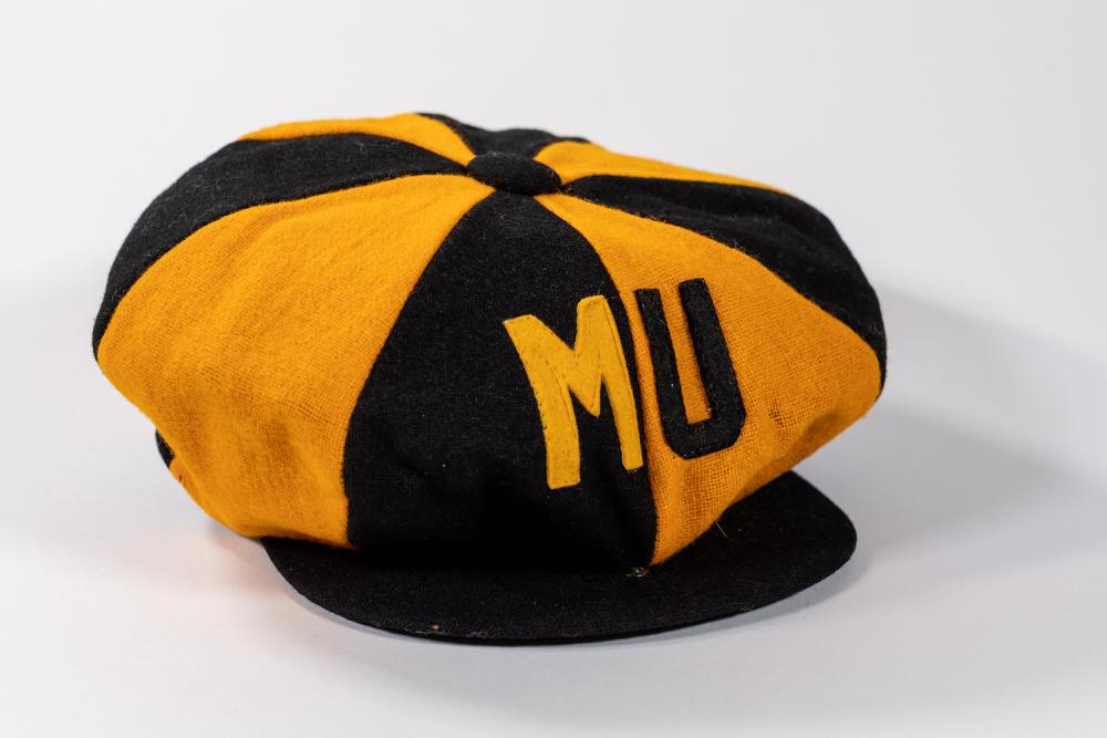 A black and gold wool hat from the 1920s