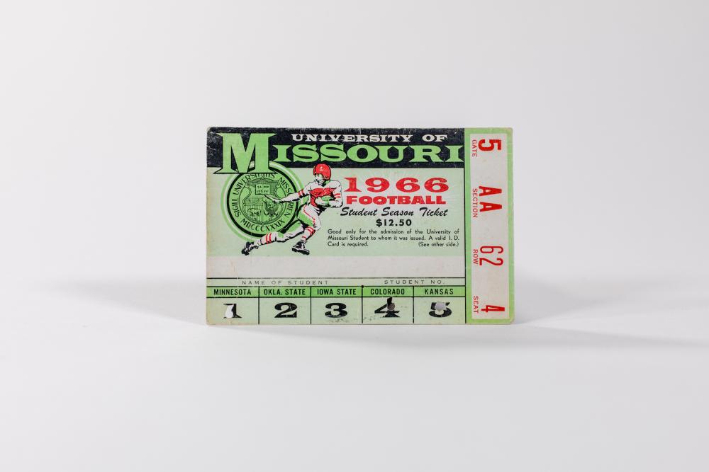 Student football ticket from the 1966 season