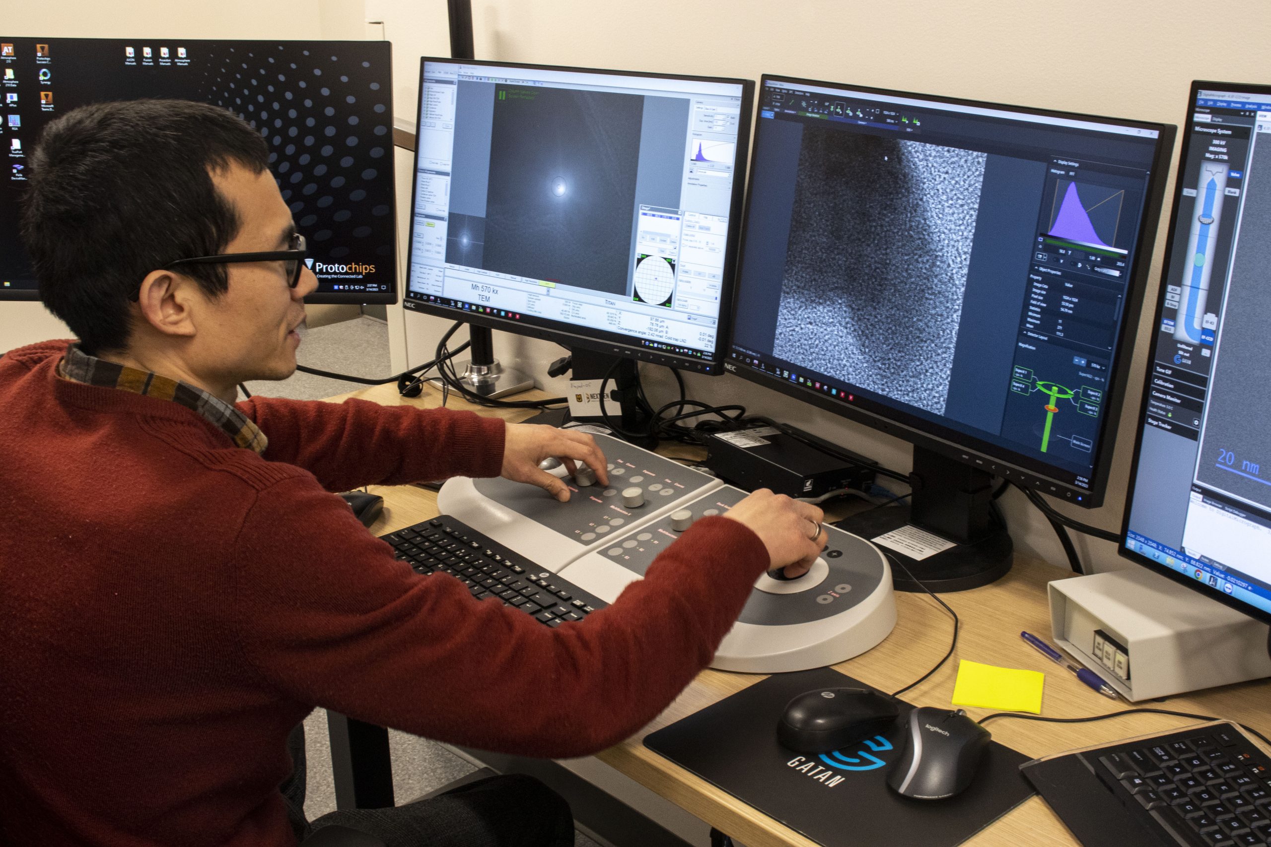researcher on machine