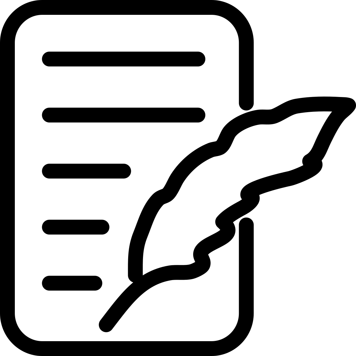 Icon showing a written page and feather