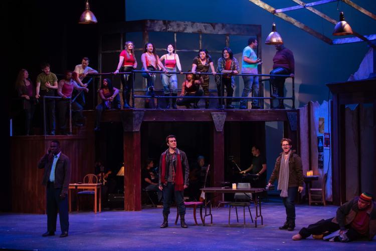 A photo of theatre students performing