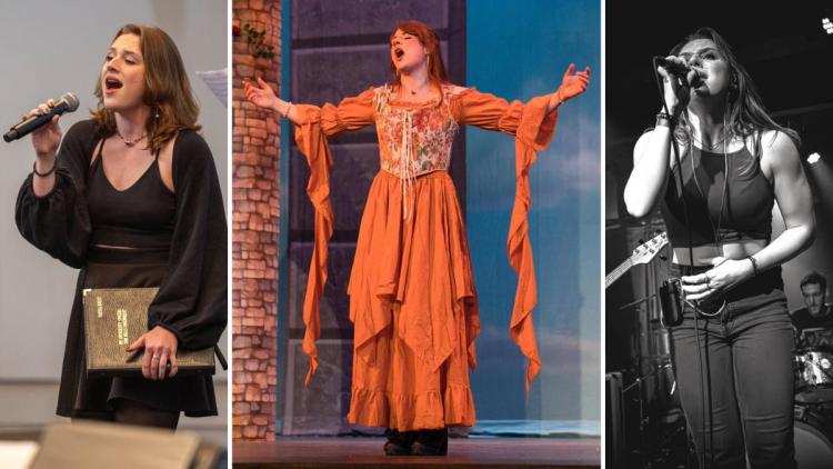 Collage of music major Vaysia Knust performing