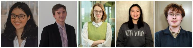 row of five portraits of graduating students