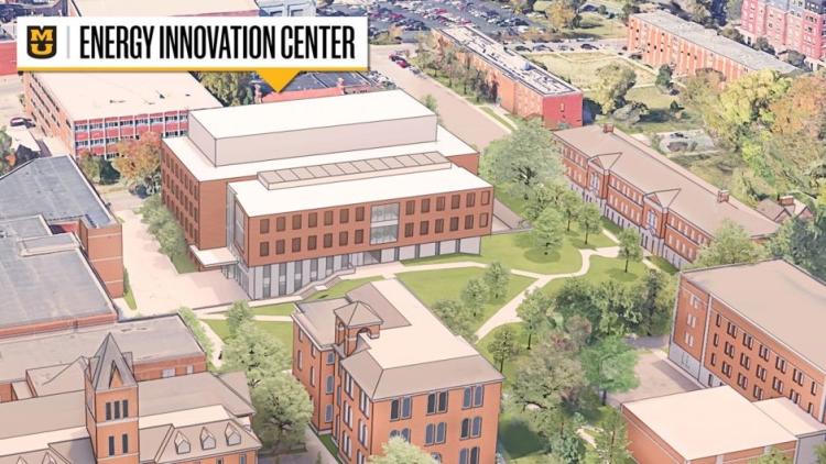 New energy innovation center on campus illustration